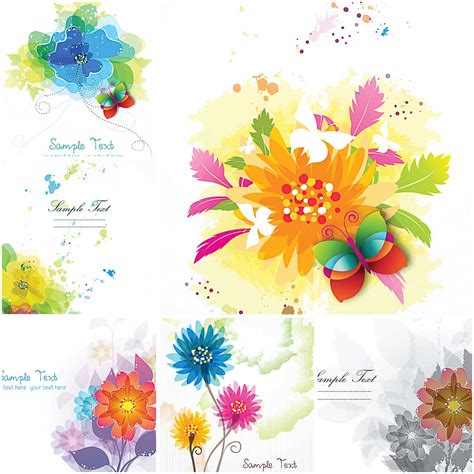 optimistic flowers modern vector card
