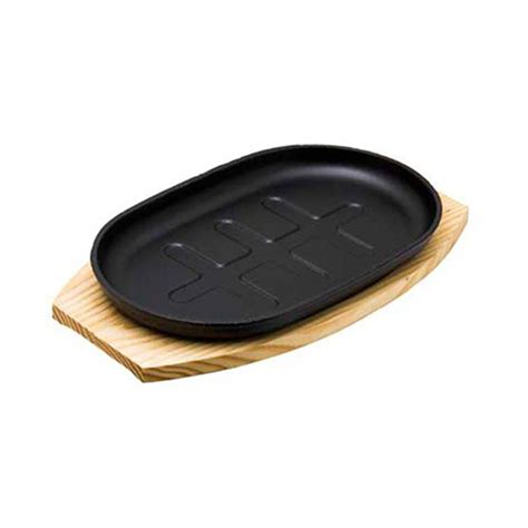 Regent Cookware Cast Iron Steak Plate On Wooden Board 28cm Premier