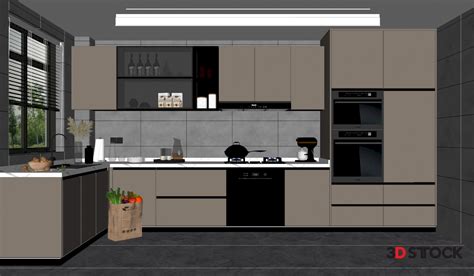 Kitchen Modern 3d Design Sketchup Full Set 3d Stock 3d Models For