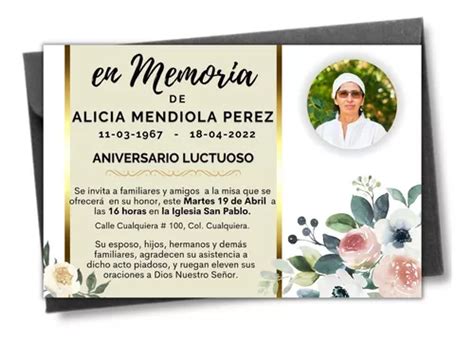 Tarjeta Invitación Esquela Aniversario Luctuoso Novenario En Venta En Tlapacoyan Veracruz Por