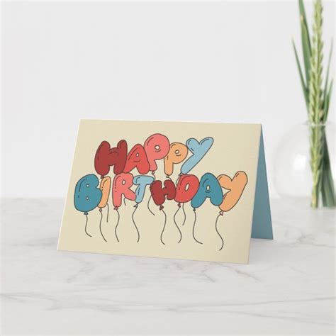Doodle Balloon Letters Tan And Blue Birthday Card Happy
