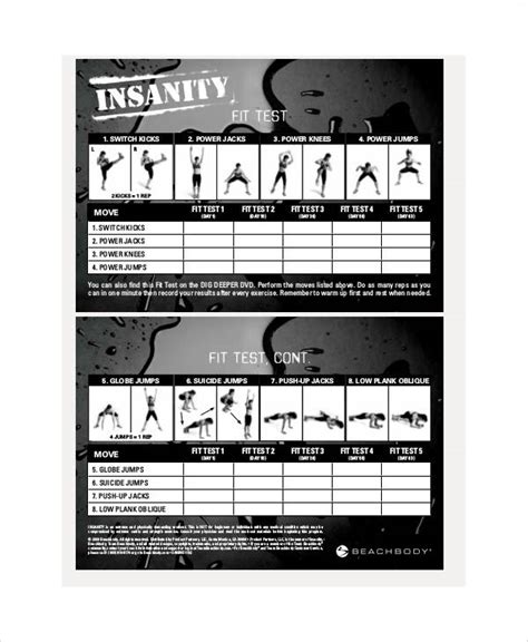 Free 6 Sample Insanity Workout Sheet Templates In Ms Word Pdf Excel