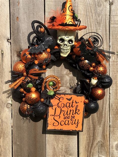 Halloween Glitzy Skull Door Wreath | Etsy | Halloween decorations, Door ...