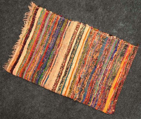 Fair Trade Handmade Rag Rug Chindi Rug Multi Colored Indian Mat