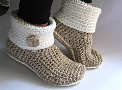 Crochet Slipper Bottes Avec Semelles En Cuir Eco Femmes Slippers Bottes De Cheville Slouch