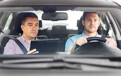 Car Driving School Instructor And Young Driver Stock Image Image Of