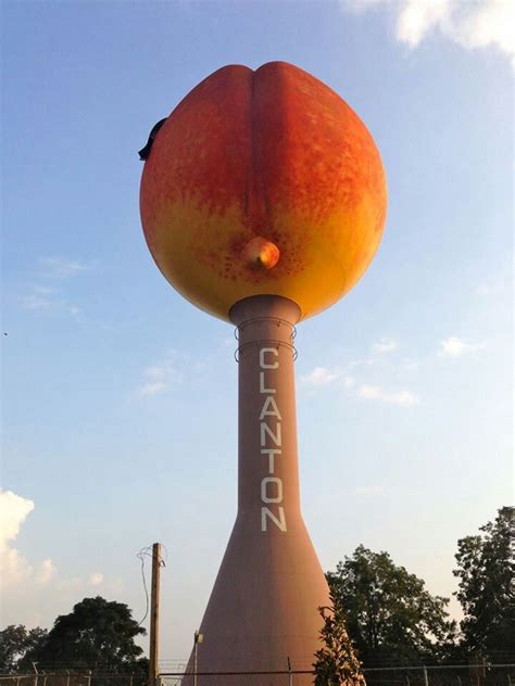 Peach Water Tower Clanton Al Alabamas Roadside Attractions Pint