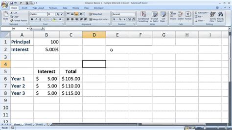 Finance Basics 1 Simple Interest in Excel - YouTube