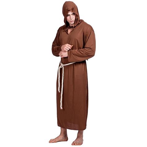 Medieval Brown Monk Robe Costume For Men Religious Friar Tuck Cosplay