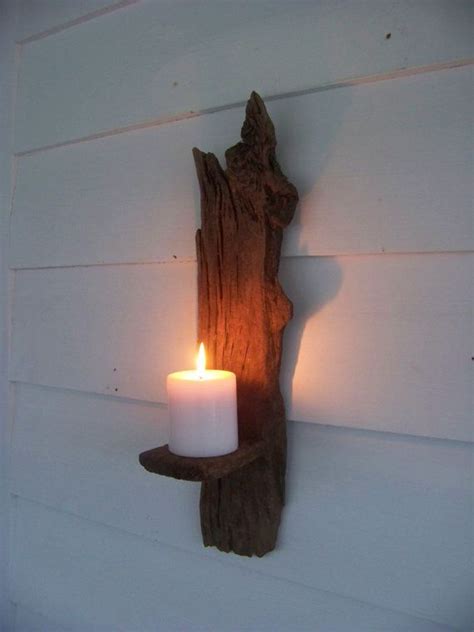 Driftwood Candle Holder Primitive Wall Sconce By Antiquesgraveyard 70