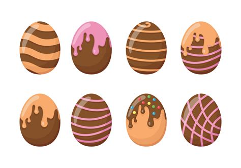 Chocolate Easter Eggs Icons Vector 145461 Vector Art At Vecteezy