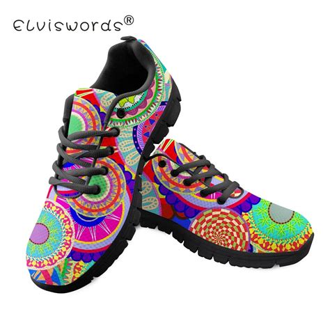 Elviswords Colorful Flower African Design Sneaker For Teenage Girls