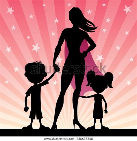 Superhero Silhouette Mom Kid Images Stock Photos D Objects