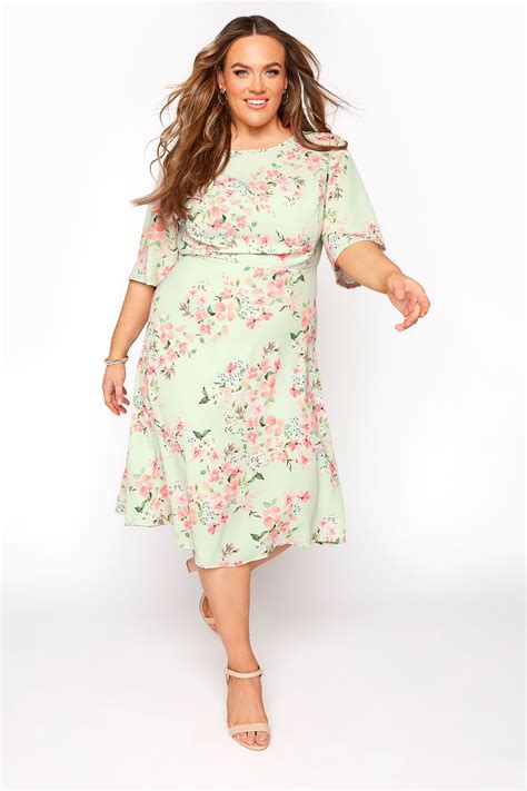 yours london sage green floral dress yours clothing