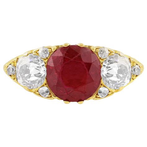 Ruby Diamond Cluster Statement 246 Carat Ring 18 Karat White For Sale