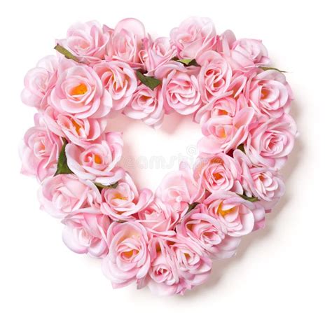 Heart Shaped Pink Rose Arrangement On White Stock Image Image Of