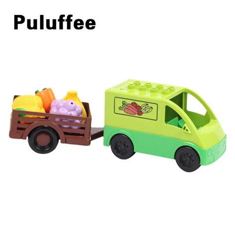 big size building blocks truck compatible with duplo vehicle fruit and vegetable education
