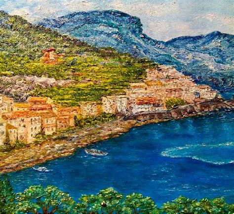 Amalfi Coast Oil Paintingitaly Original Artpositano Seascape Etsy