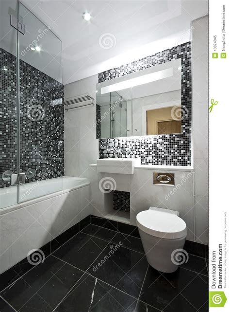 Contemporary En Suite Bathroom In Black And White Stock Image Image