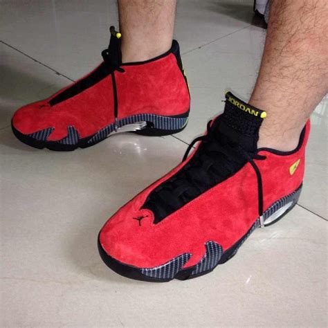 Quick look at the ferrari 14s on feet! Air Jordan 14 Retro 'Red Suede' for Fall 2014 | Sole Collector