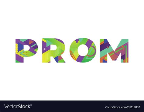 Prom Concept Retro Colorful Word Art Royalty Free Vector