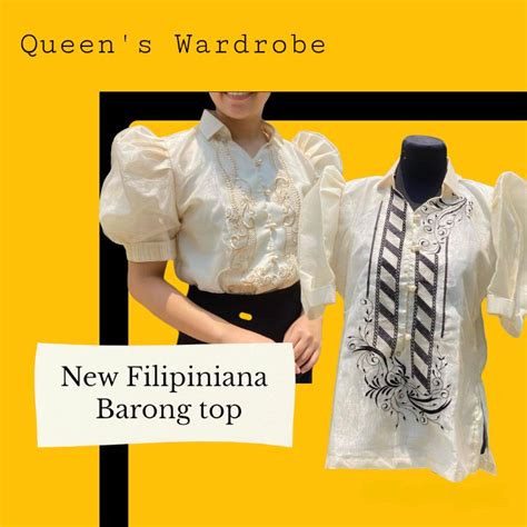 Puff Sleeves Filipiniana Barong Top Shopee Philippines