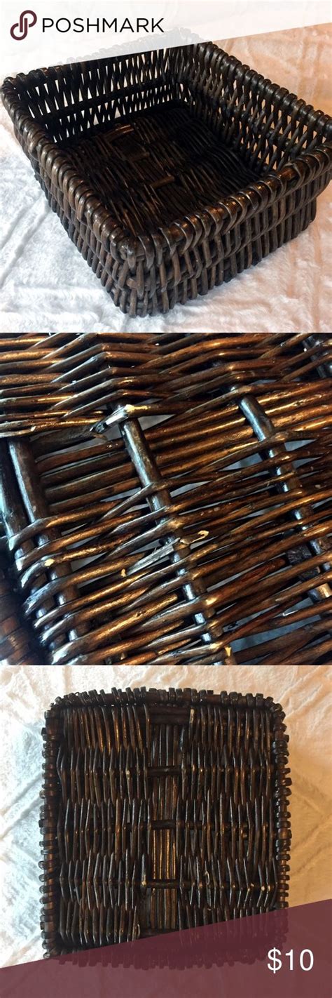 Wicker is the name for items made from twigs, canes or reeds. Dark Brown Wicker Basket | Wicker baskets, Wicker, Things ...