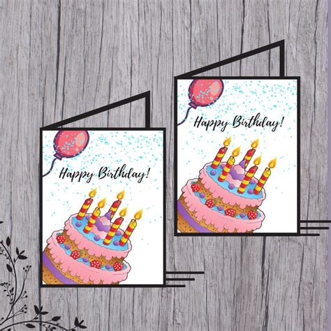 Printable Happy Birthday Card 5x 7 Cute Etsy