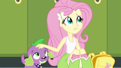 Image Fluttershy Petting Spikes Head Egpng My Little Pony