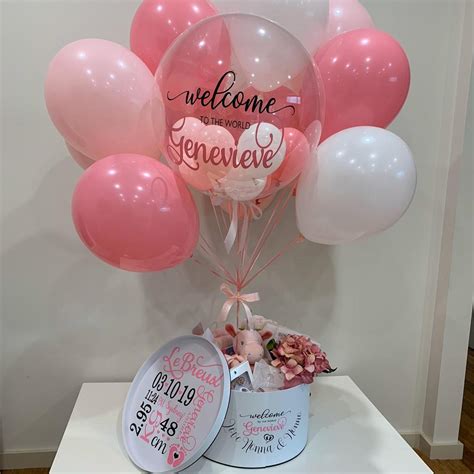 New Baby Personalised T Box With Balloon Bouquet