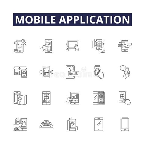 Mobile Application Line Vector Icons And Signs Mobile Application