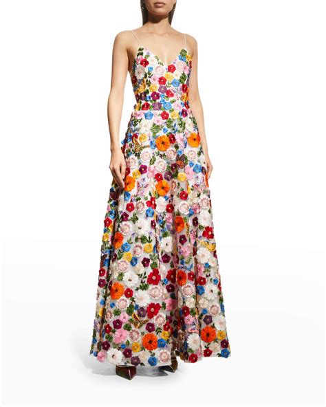Alice Olivia Domenica Embellished Floral Gown Neiman Marcus