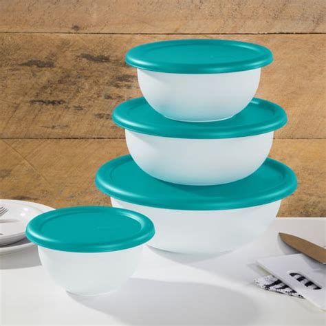 Sterilite Covered Bowl Set 8 Piece Blue Atoll Storage Containers