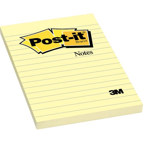 Post It Notes 4 In X 6 In Canary Yellow Lined