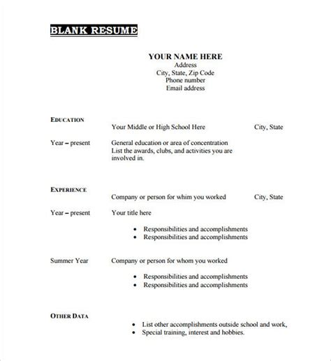 This curriculum vitae template uses a table style format, with the section headings on the left si. 46+ Blank Resume Templates - DOC, PDF | Free & Premium Templates