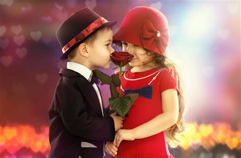 Children Boy Girl Flower Rose Mood Romance Wallpaper 5459x3593