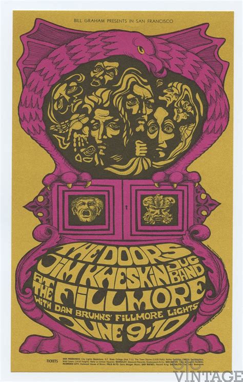 Bg 67 Postcard The Doors 1967 Jun 9 Vintage Concert Posters Concert