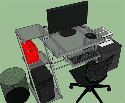 Larger computer tables have plenty of room for your pc, and can even accommodate additional computer monitors if you work best having multiple screens in view. Computer Table 3D SKP Model for SketchUp • Designs CAD