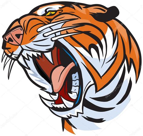 Tiger Head Clip Art Tiger Head Roaring Vector Cartoon Clip Art