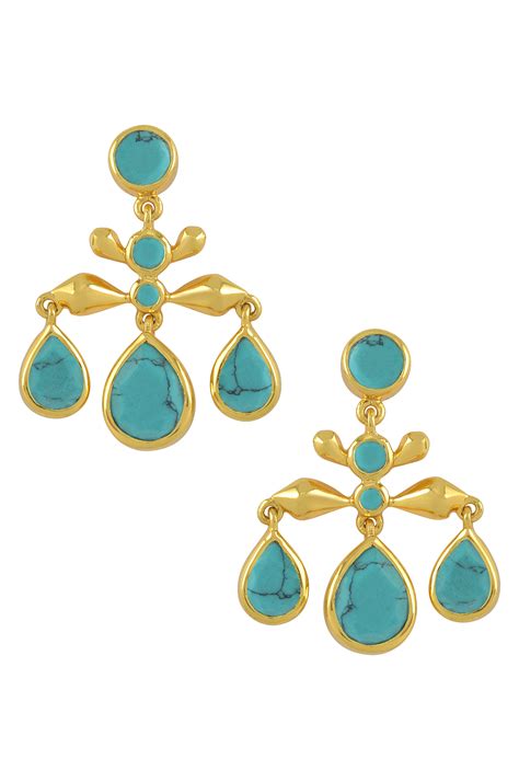 Silver Gold Plated Turquoise Pear Drop Earrings