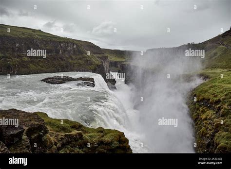 Gullfoss Waterfall On The Hvita River Golden Circle Area Iceland