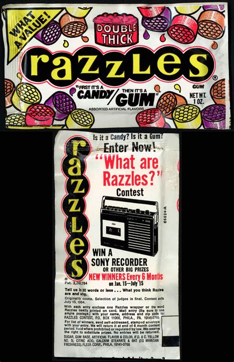 Fleer Razzles What Are Razzles Contest Candy Package 1983