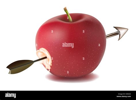 Illustration Of Apple With Arrow On White Background Stock Photo Alamy