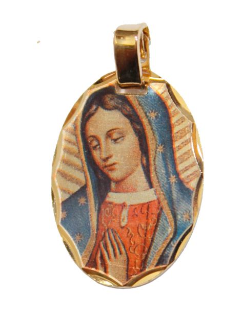 Virgen De Guadalupe 18k Gold Plated Medal With 18 Inch Chain