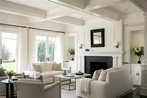 Greenwich Monochromatic Living Room Transitional Living Rooms White