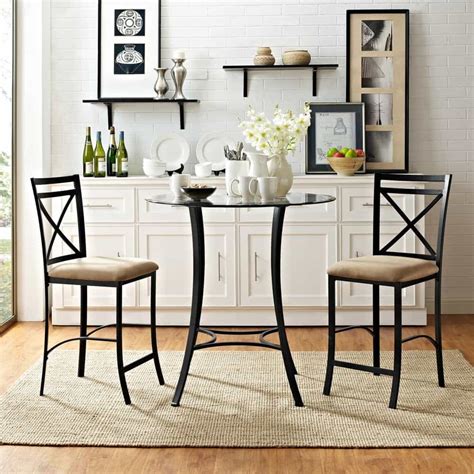 Sleek high back chairs with tone faux leather. 14 Space-Saving Small Kitchen Table Sets (2021)