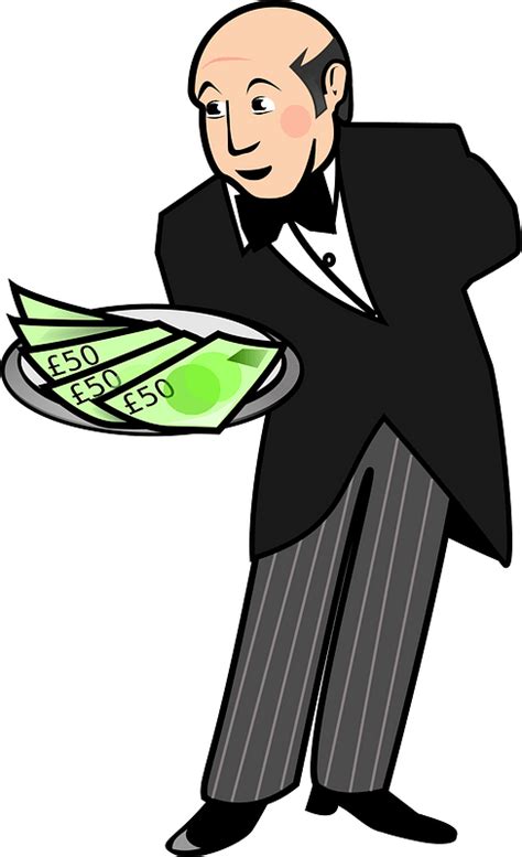 Butler Waiter Giving A Plate Of Cash Clipart Free Download