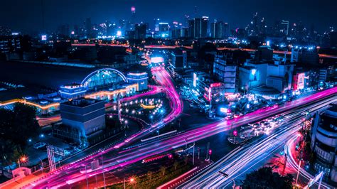 Night City City Lights Architecture Bangkok Thailand 4k Hd Wallpaper