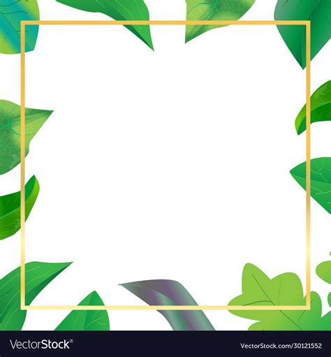 Green Leaves Frame And Border Template Royalty Free Vector