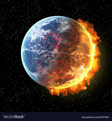 View Earth In Fire From Space With Fire Royalty Free Vector